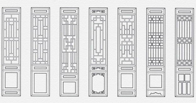 霞山常用中式仿古花窗图案隔断设计图