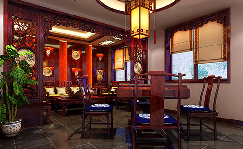 霞山古典中式风格茶楼包间设计装修效果图